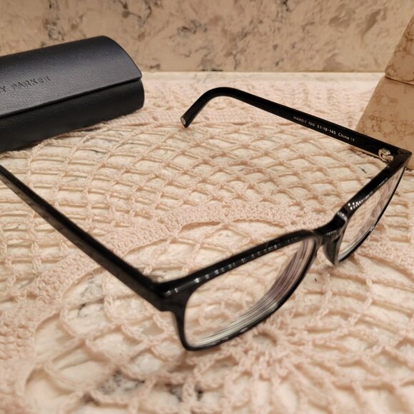 WARBY PARKER HARDY 100 MEDIUM EYEGLASSES SUNGLASSES BLACK FRAMES 51-18-145 CASE - Picture 4 of 14